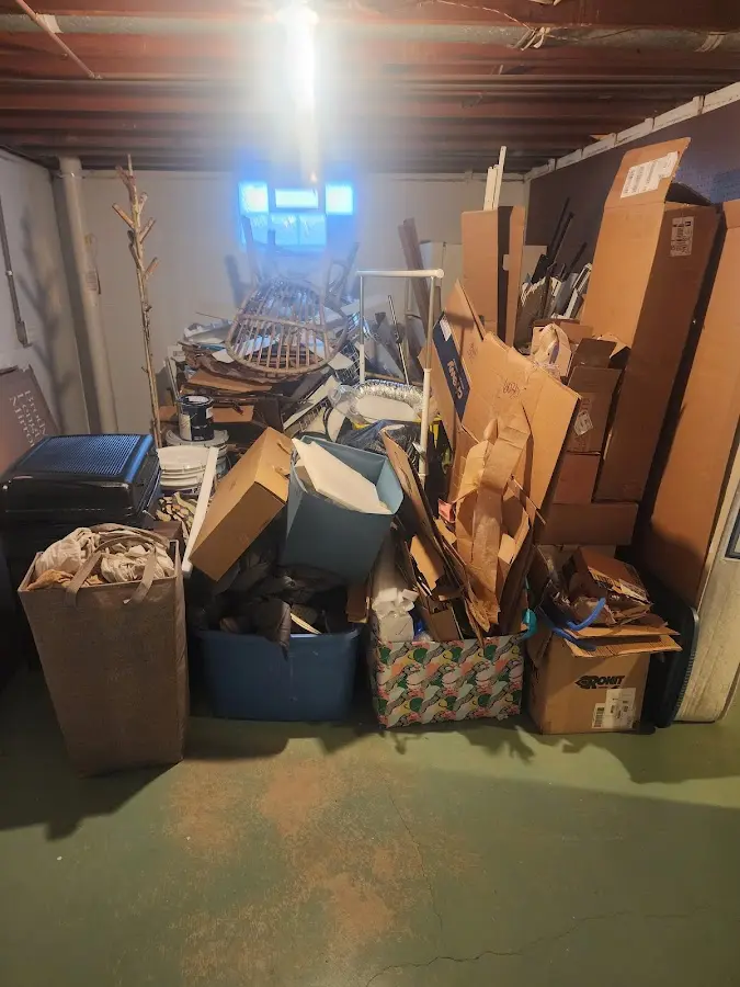 Roll-off dumpster container at job site for 4 Yard Dumpster Rental in Morrisville